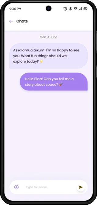 Bina kids app — safe AI conversation